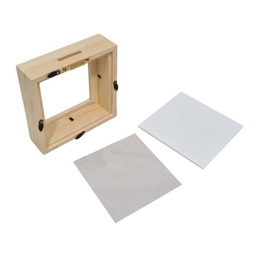 Playwood houten spaarpot plexiglas met witte achterkant middel