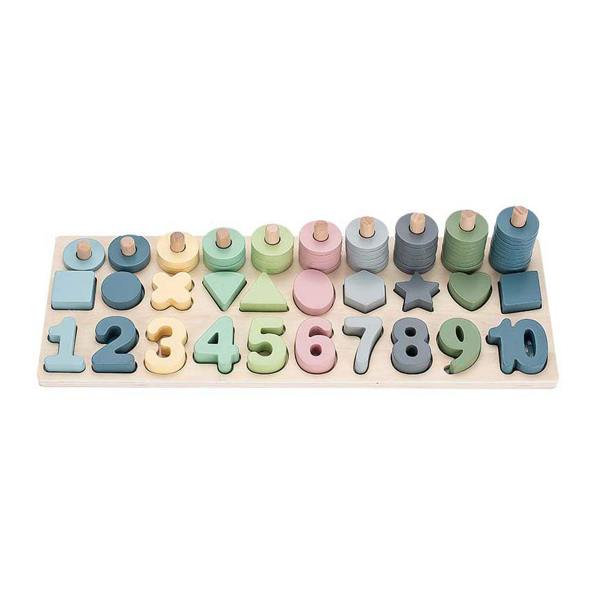 Playwood leren tellen en vormenplank, 76dlg.
