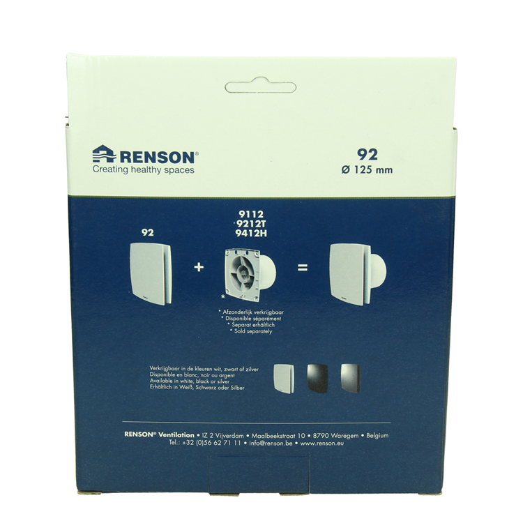 Renson 1069259 - mechanische ventilator cover (9x12-dia 125) 92w (wit) | 2 stuks
