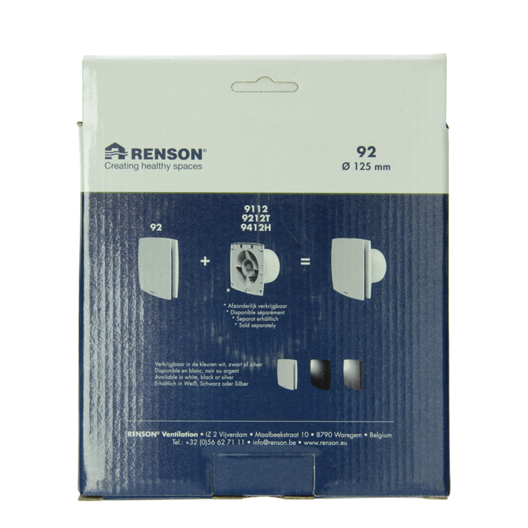 Renson 1069260 - mechanische ventilator cover (9x12-dia 125) 92b (zwart) | 2 stuks