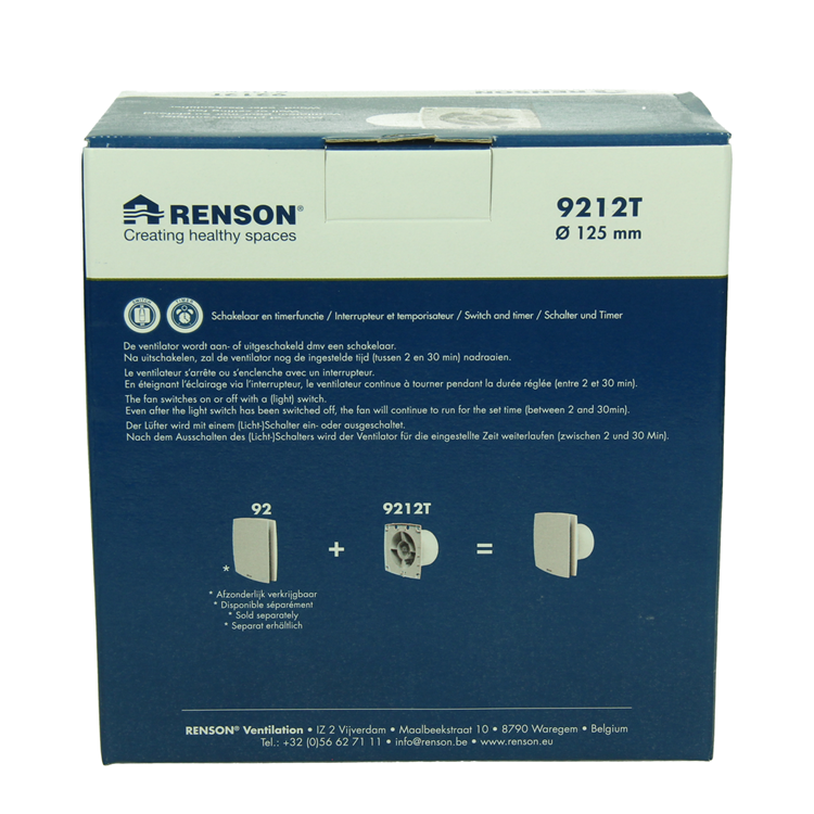 Renson 1069254 - mech. ventilator met timer 9212t (dia 125) | 2 stuks