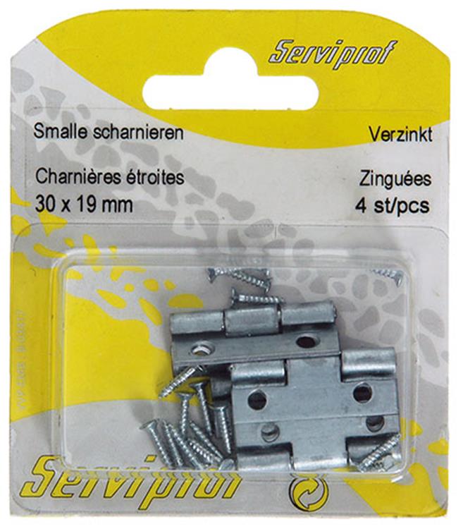 Mack 1013544 - 4 smalle scharnieren verzinkt h 30 x b 19 mm | 5 stuks