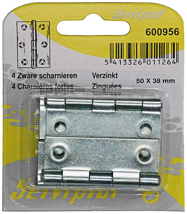 Mack 1013250 - 4 zware scharnieren verzinkt h 50 x b 38 mm | 5 stuks