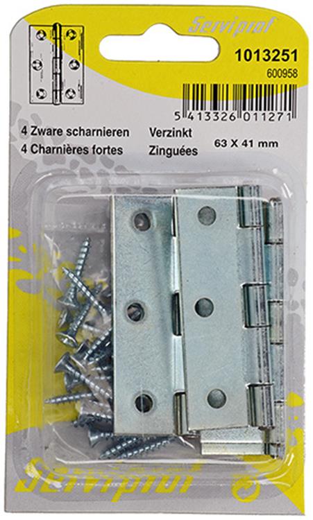 Mack 1013251 - 4 zware scharnieren verzinkt h 63 x b 41 mm | 5 stuks