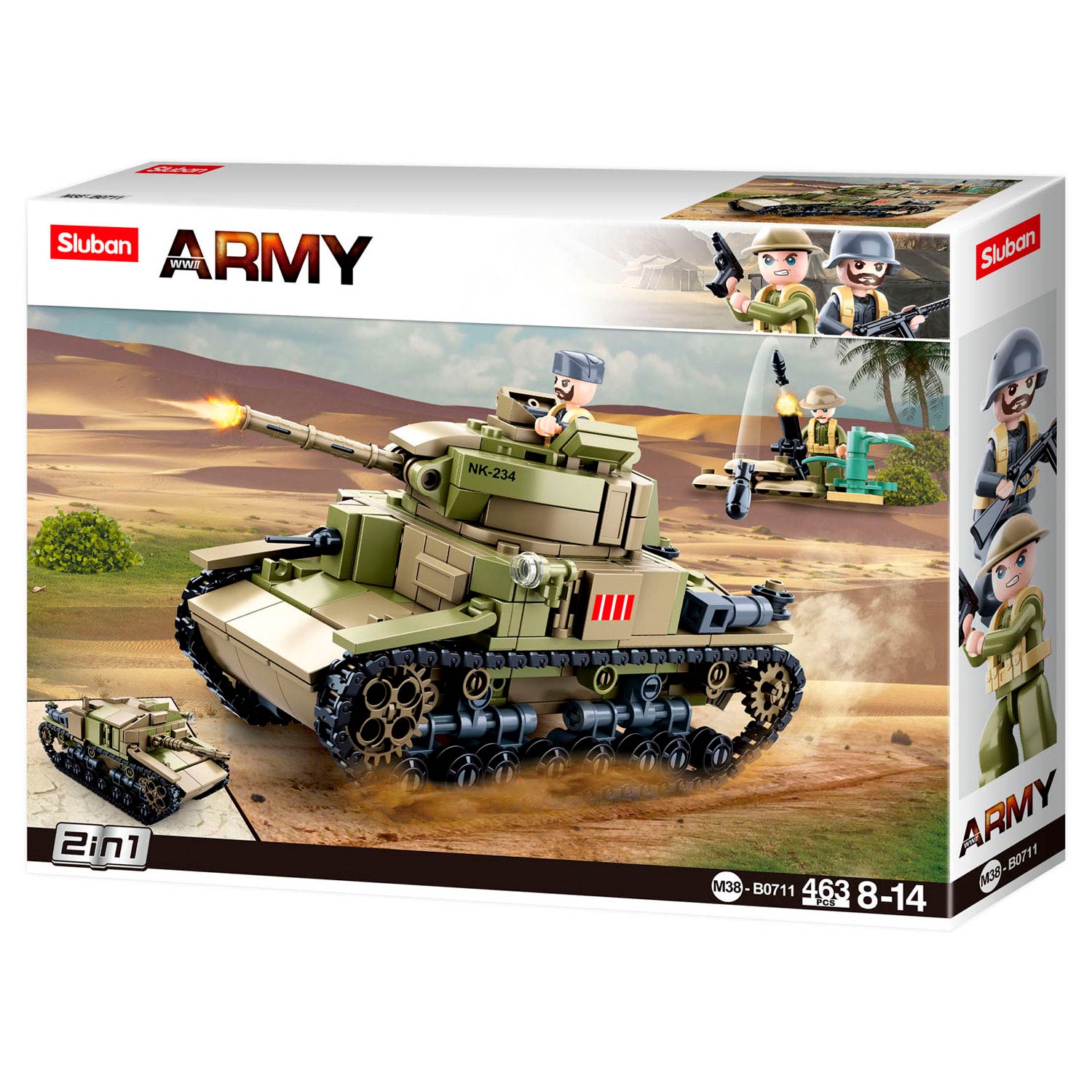 Sluban wwii - italiaanse tank 2in1 - 463dlg.