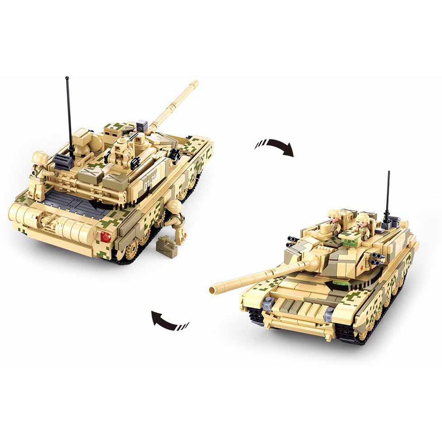 Sluban modelbricks army modern battle tank desert bouwspeelgoed – constructiespeelgoed modelbouw – bouwdoos met 893 bouwstenen – m38-b0790 vanaf 8 jaar