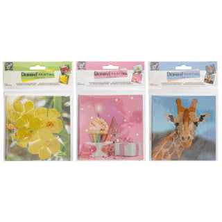 Diamond painting kaartenset 13x13 cm 2 stuks 3 assorti | 6 stuks