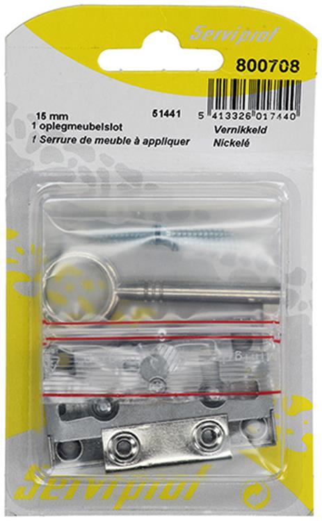 Mack 1015912 - 1 oplegmeubelslot vernikkeld 15mm | 5 stuks