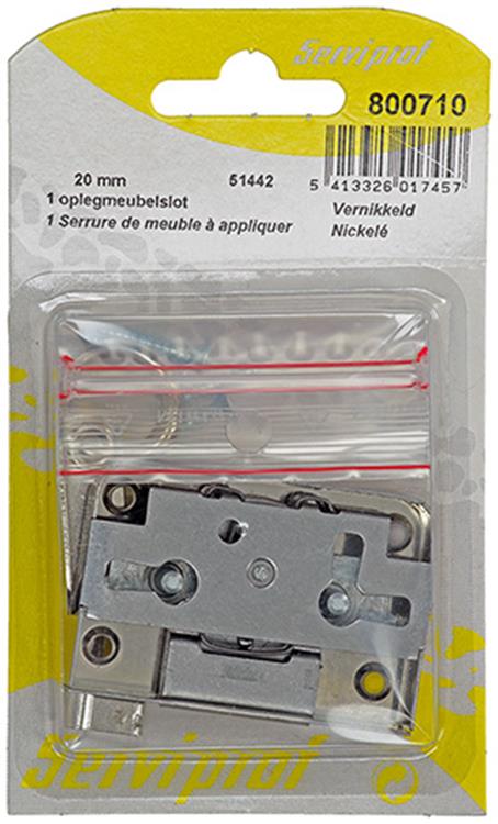 Mack 1015913 - 1 oplegmeubelslot vernikkeld 20mm | 5 stuks