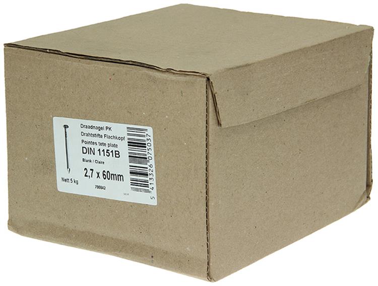 1015642 - doos 5 kg. nagels platte kop 2,7x60 mm | 3 stuks