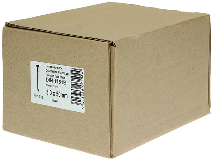 1015643 - doos 5 kg. nagels platte kop 3,0x50 mm | 3 stuks