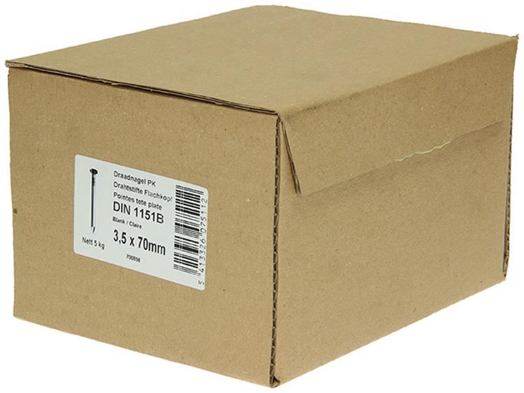 1015649 - doos 5 kg. nagels platte kop 3,5x70 mm | 3 stuks