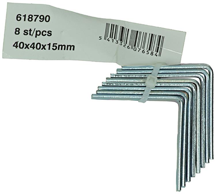 1014298 - 8 geplooide winkelhaken verzinkt 40x40x15mm | 10 stuks