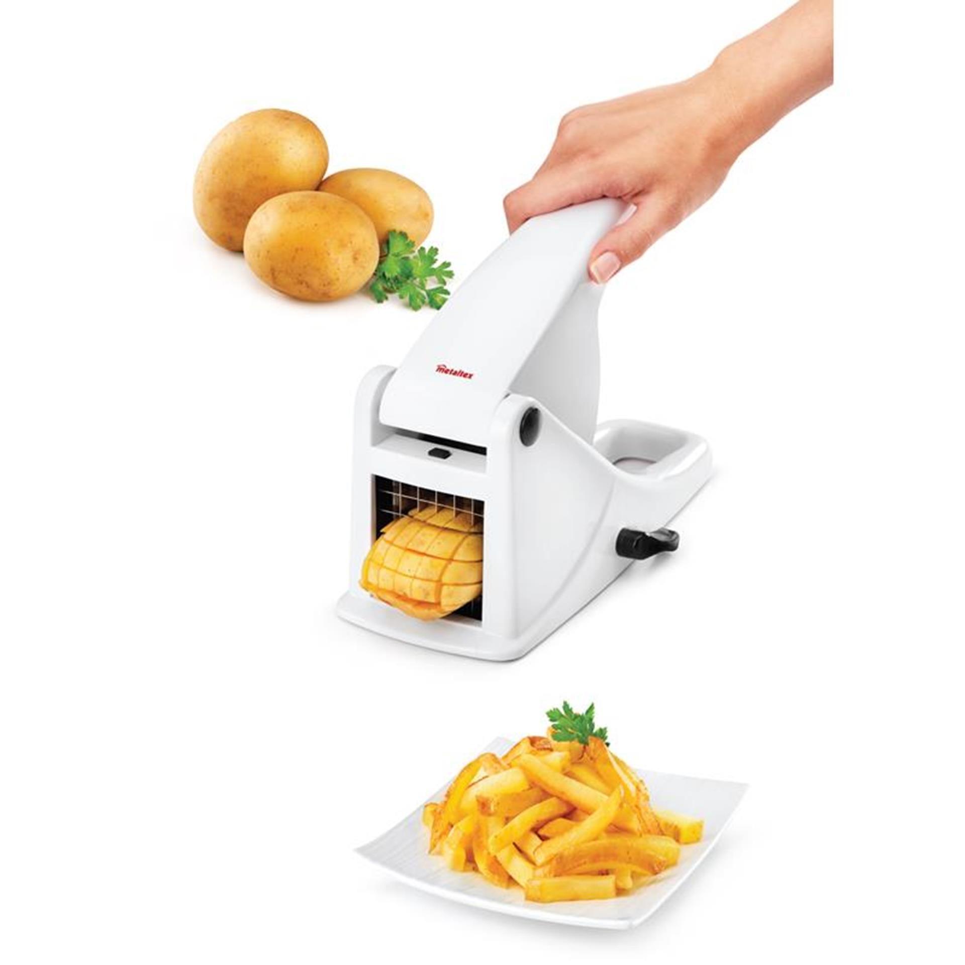 Metaltex keukenhulpen aardappel plus frietsnijder wit