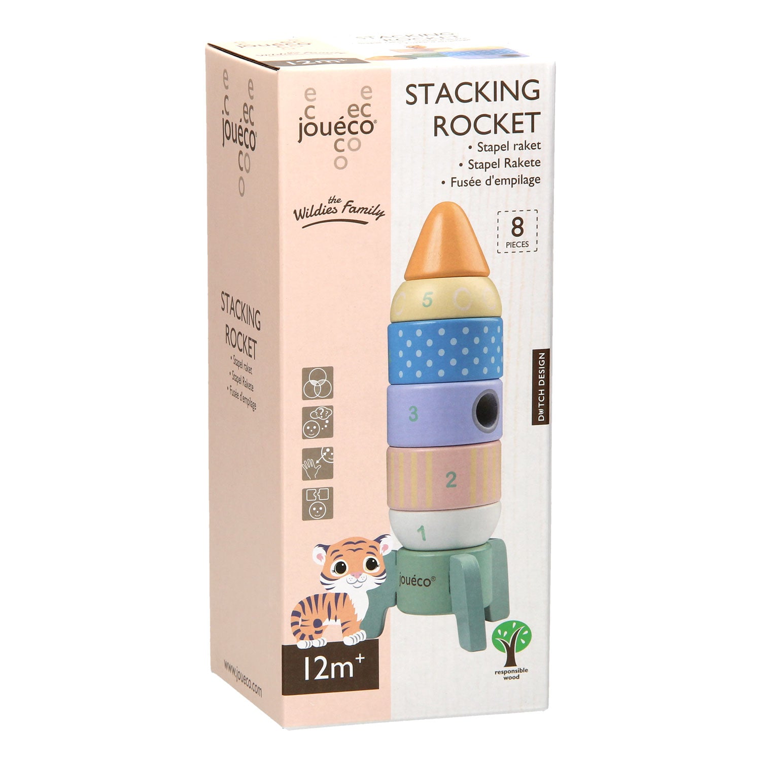 Joueco houten stapel raket