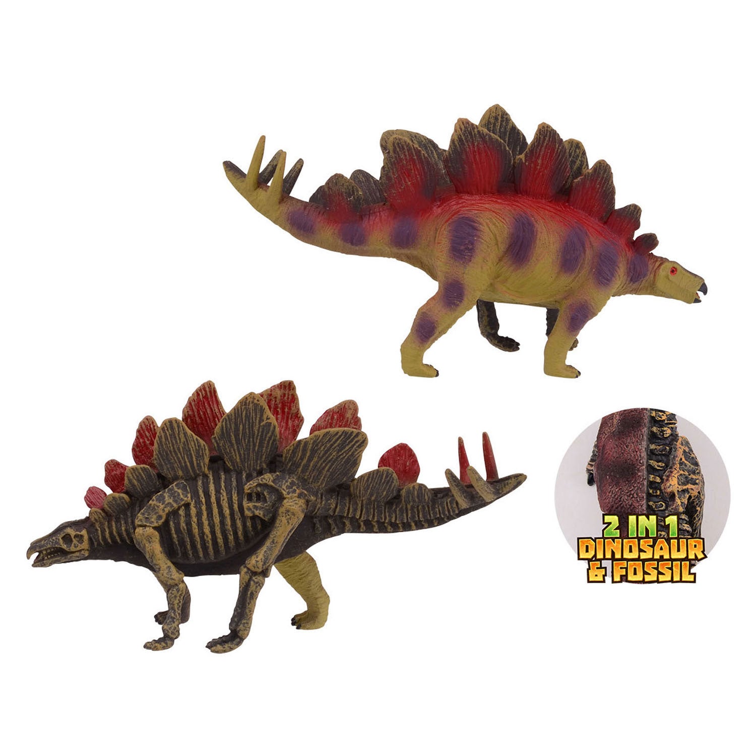 Johntoy animal world tweezijdige dino - stegosaurus