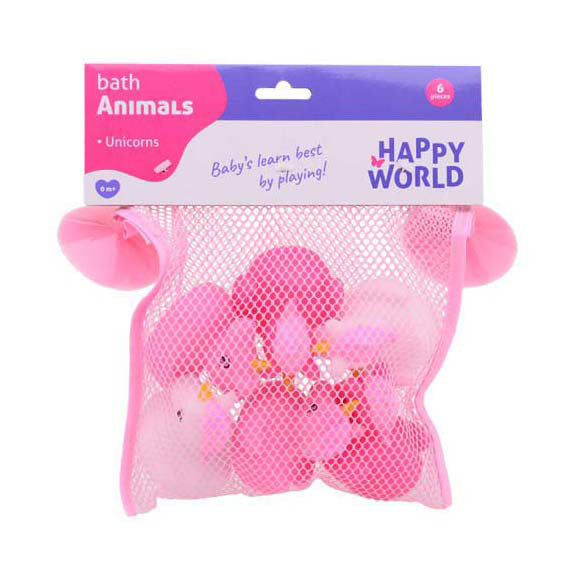 Johntoy Happy World Eenhoorn Badfiguren, 6st.