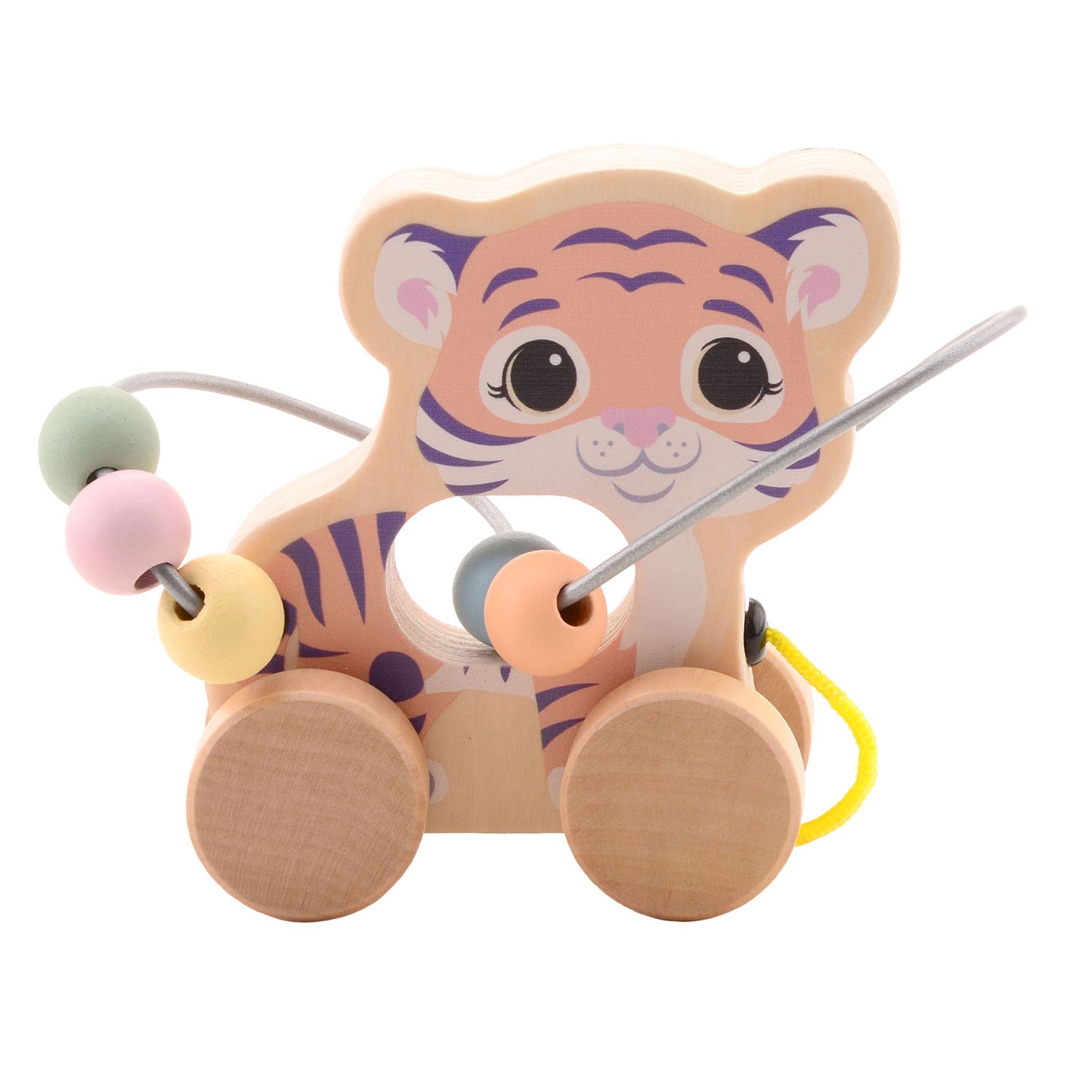 Joueco the wildies houten dier met kralenbaan