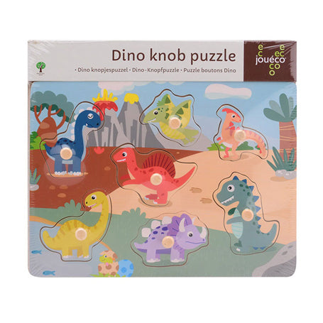 Joueco houten dino noppenpuzzel, 7st.
