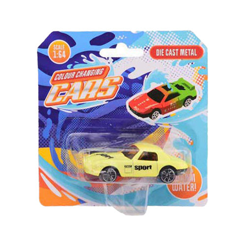 Johntoy kleur veranderende die cast auto 1:64 op kaart - 4 assorti