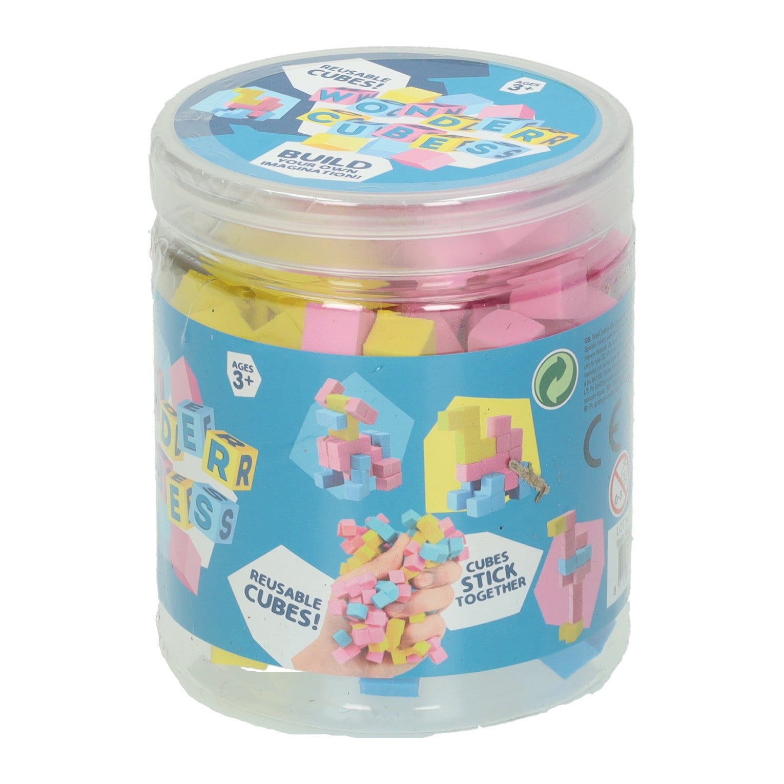 Johntoy zelfklevende herbruikbare magische bouwblokken in opbergdoosje