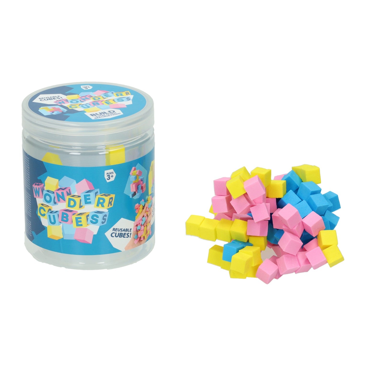 Johntoy zelfklevende herbruikbare magische bouwblokken in opbergdoosje