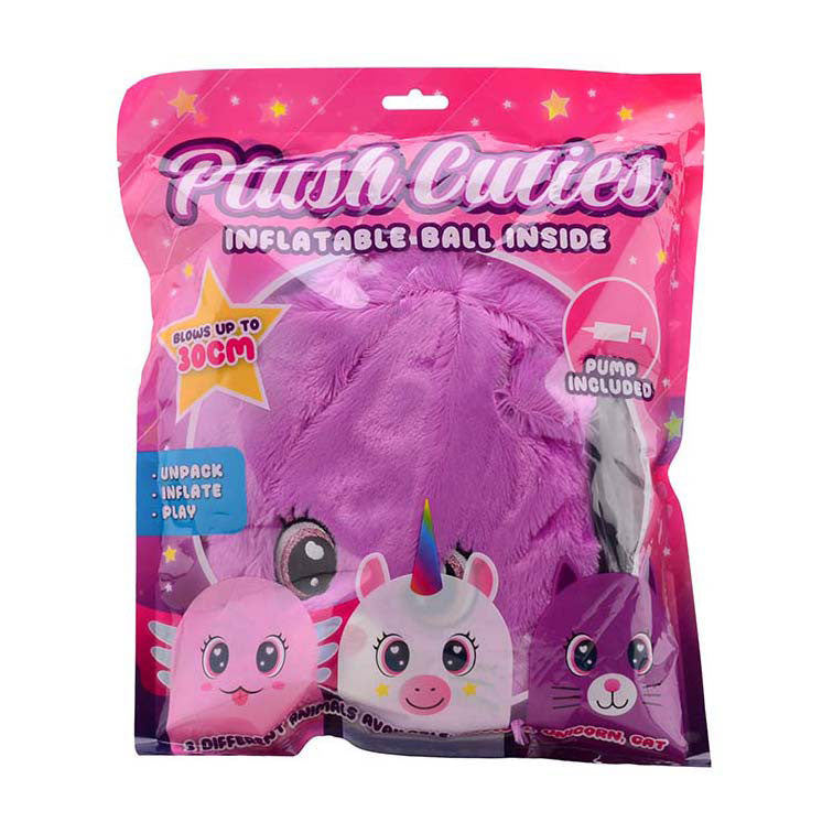 Johntoy opblaasbare pluche knuffelcutie met pracht en praal, 30cm