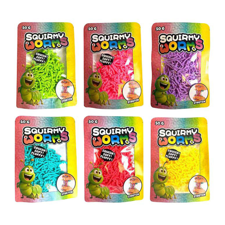 Johntoy squirmy wormen kleur - 50gr.