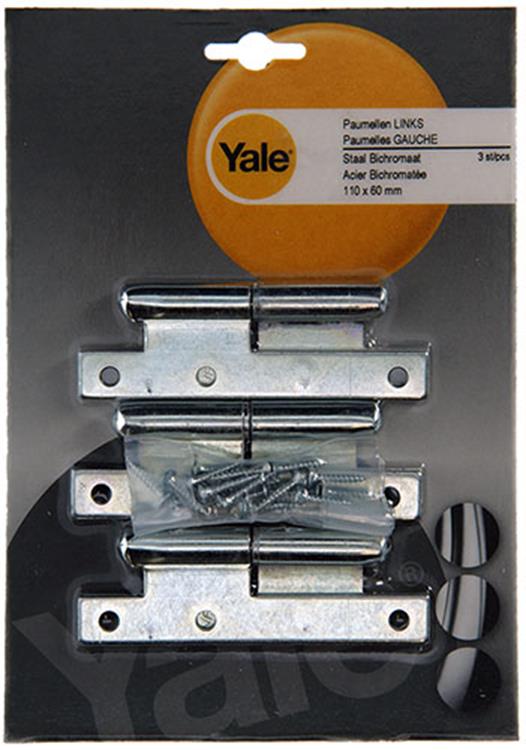 Yale 1019135 - 3 stalen paumellen verzinkt links 110x60mm | 5 stuks