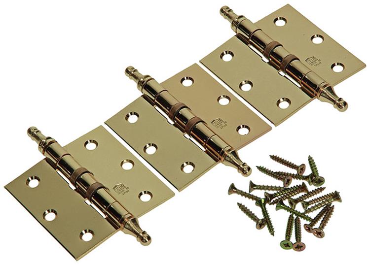 Yale 1019138 - 3 scharnieren met kogellager vermessingd vaasknop 76x76mm | 5 stuks