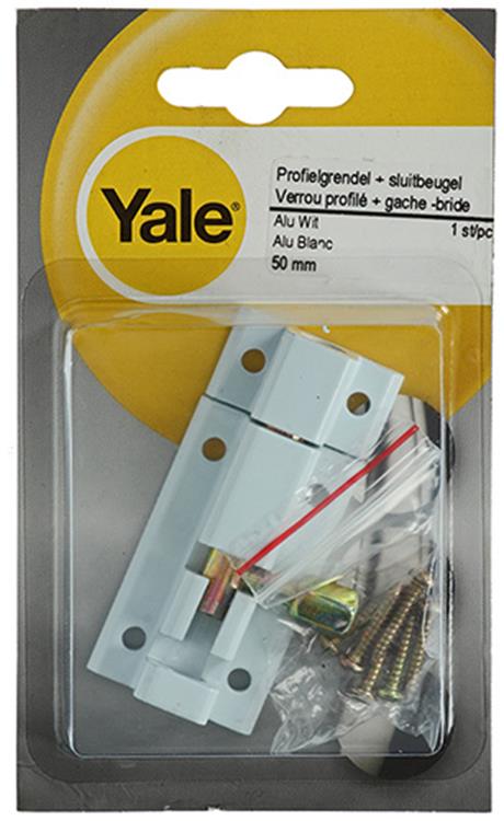 Yale 1019184 - profielgrendel met sluitbeugel, wit 50mm | 5 stuks