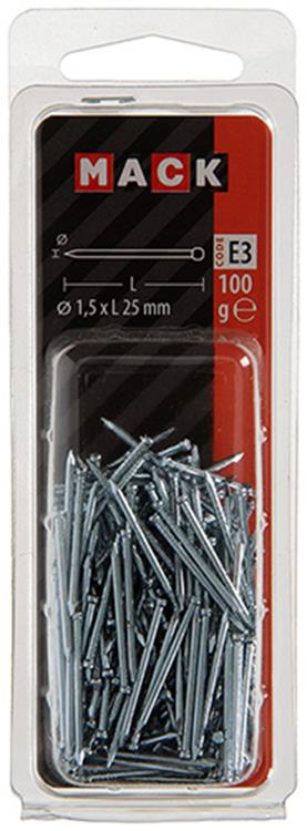 Mack 1017157 - nagel ronde kop staal verzinkt100 gr 1,5 x 25 mm | 5 stuks