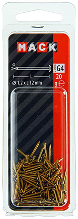Mack 1017167 - nagel bolle kop messing 20 gr 1,2 x 12 mm | 10 stuks