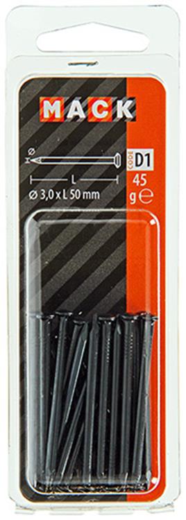 Mack 1017182 - staalnagel bvk staal geblauwd 45 gr 3,0 x 50 mm | 10 stuks
