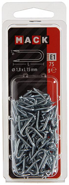 Mack 1017207 - kram staal verzinkt 75 gr 1,8 x 15 mm | 5 stuks