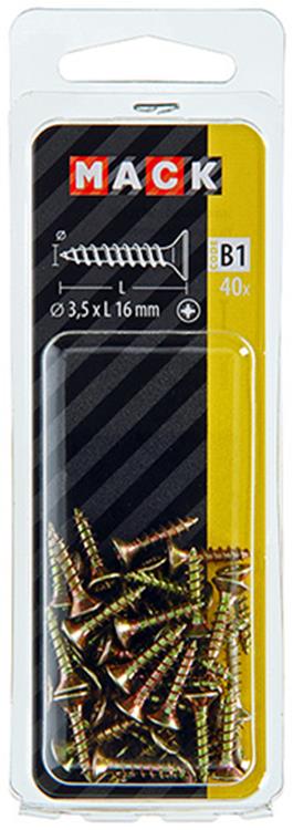Mack 1017222 - spaanplaatschroef vz kop geelverz.40 st 3,5 x 16 mm | 10 stuks