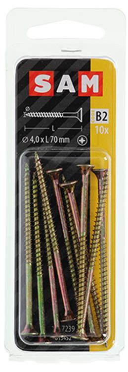 Mack 1017239 - spaanplaatschroef vz kop geelverz.10 st 4,0 x 70 mm | 10 stuks