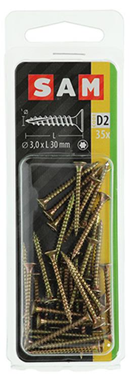 Mack 1017284 - spaanplschr.vzkop-zelfb. geelverz. 35 st 3,0 x 30 mm | 10 stuks