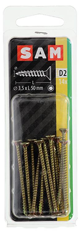 Mack 1017291 - spaanplschr.vzkop-zelfb. geelverz. 14 st 3,5 x 50 mm | 10 stuks