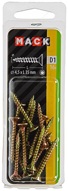 Mack 1017304 - spaanplschr.vzkop-zelfb. geelverz.16 st 4,5 x 35 mm | 10 stuks