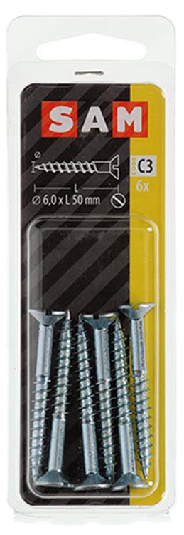 Mack 1017366 - houtschroef verzonken kop verz6 st 6,0 x 50 mm | 10 stuks