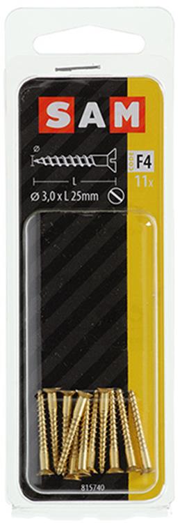Mack 1019649 - houtschroef verzonken kop messing 11st 3,0 x 25 mm | 10 stuks