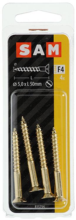Mack 1019656 - houtschroef verzonken kop messing 4 st 5,5 x 50 mm | 10 stuks