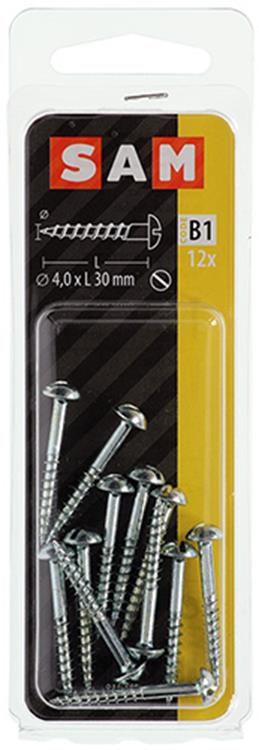 Mack 1017374 - houtschroef bolkop staal verzinkt 12 st 4,0 x 30 mm | 10 stuks