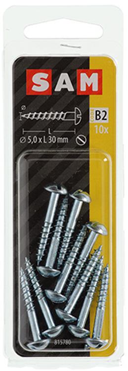 Mack 1017379 - houtschroef bolkop staal verzinkt 10 st 5,0 x 30 mm | 10 stuks