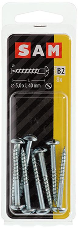 Mack 1017380 - houtschroef bolkop staal verzinkt 8 st 5,0 x 40 mm | 10 stuks