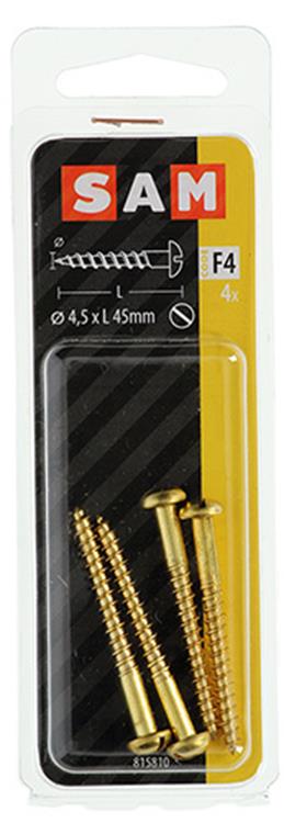 Mack 1019667 - houtschroef bolkop messing 4 st 4,5 x 45 mm | 10 stuks