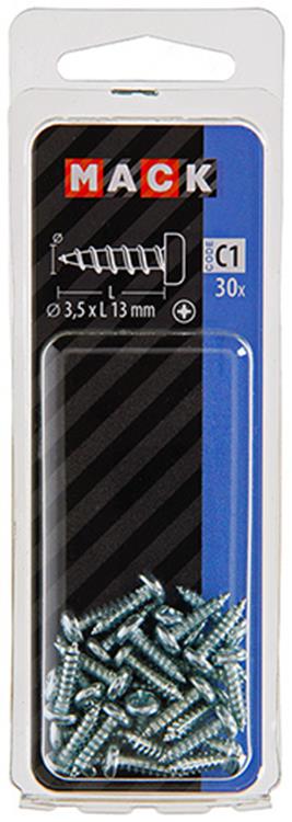 Mack 1017438 - zelftappende schroef cyl kop verz. 30st 3,5 x 13 mm | 10 stuks