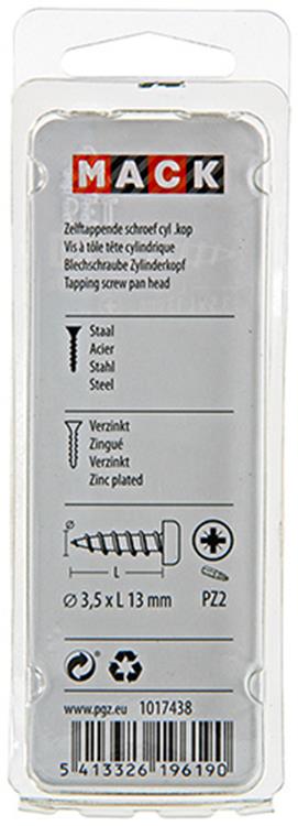 Mack 1017438 - zelftappende schroef cyl kop verz. 30st 3,5 x 13 mm | 10 stuks