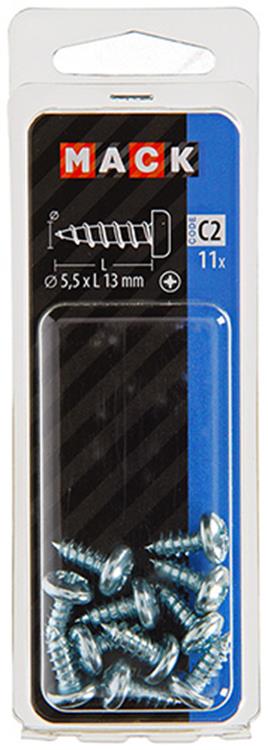 Mack 1017456 - zelftappende schroef cyl kop verz. 11st 5,5 x 13 mm | 10 stuks